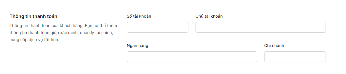 Thông tin thanh toán khách hàng