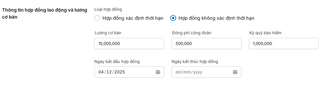 Thông tin hợp đồng