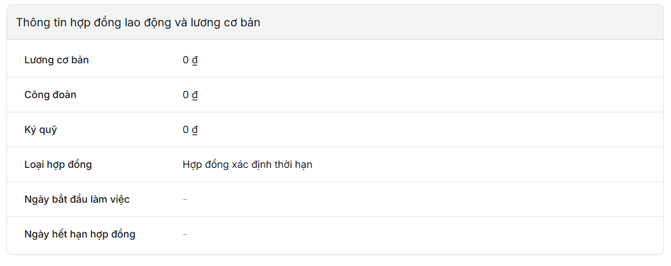 Thông tin hợp đồng lao động và lương cơ bản