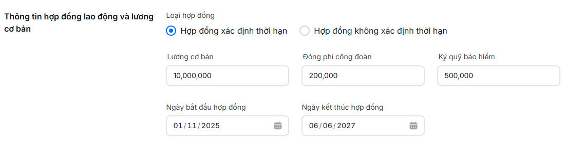 Thay đổi thông tin khác trong hợp đồng