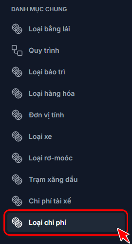 Chọn Loại chi phí