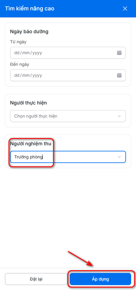 Áp dụng bộ lọc theo nâng cao