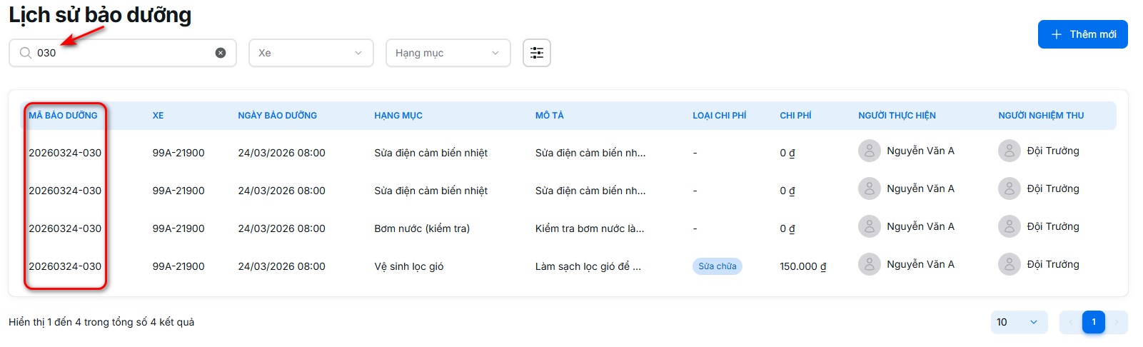Sử dụng ô tìm kiếm