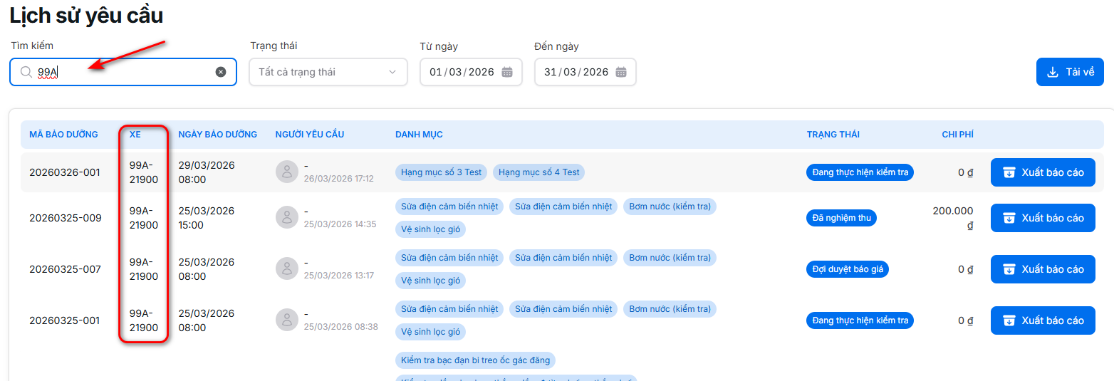 Sử dụng ô tìm kiếm