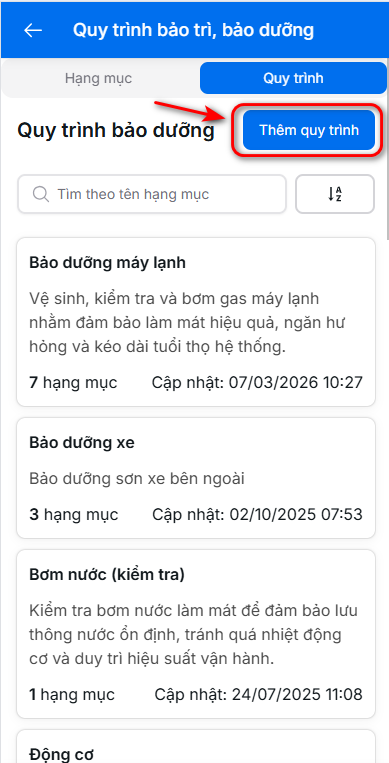 Nhấn thêm quy trình