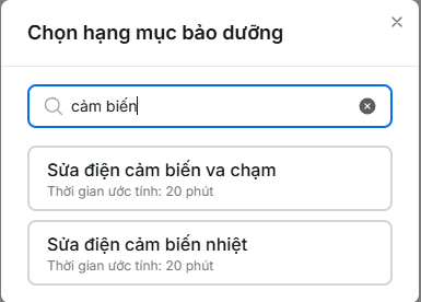 Tìm kiếm hạng mục