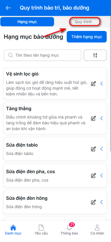 Chọn quy trình