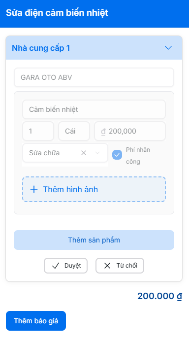 Chi tiết báo giá