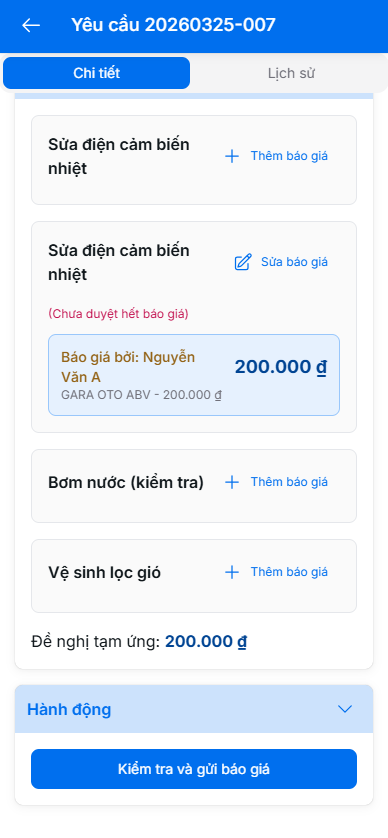 Nội dung báo giá