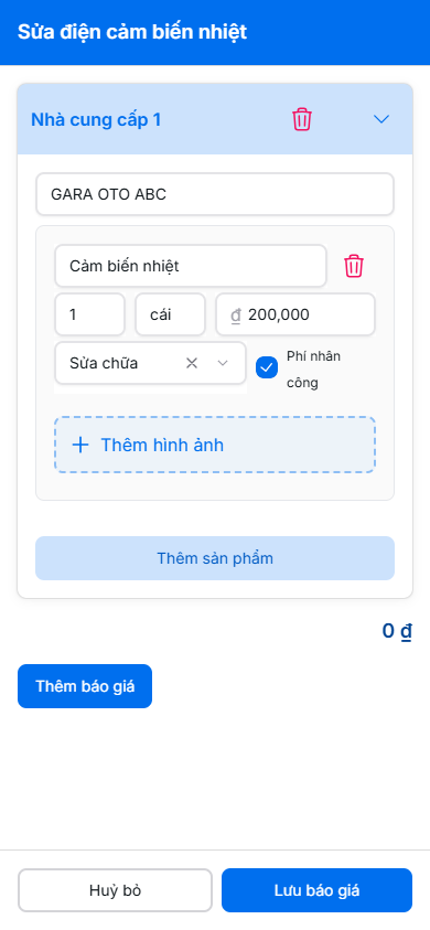 Biểu mẫu báo giá