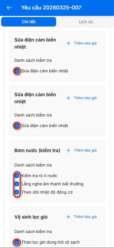 Đánh dấu hạng mục