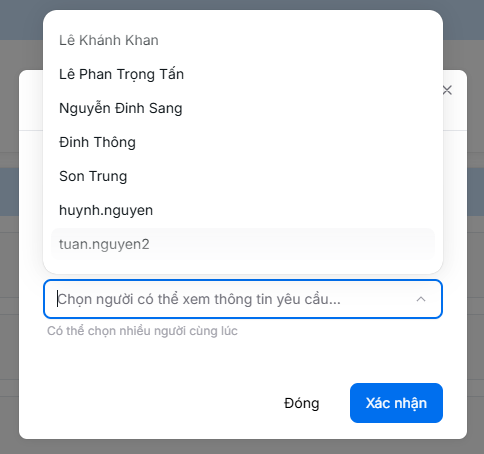 Chọn người nhận thông báo