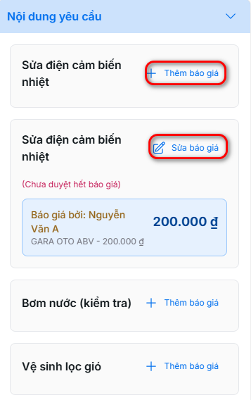 Chi tiết báo giá
