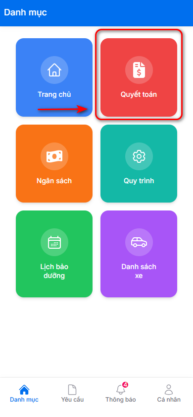 Giao diện App bảo dưỡng