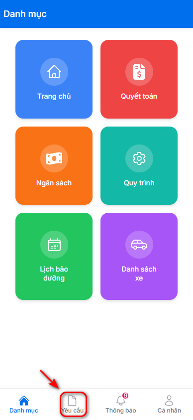 Giao diện App bảo dưỡng
