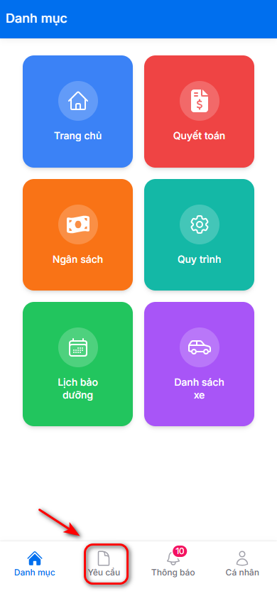 Giao diện App bảo dưỡng