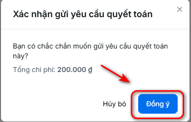 Xác nhận gửi quyết toán