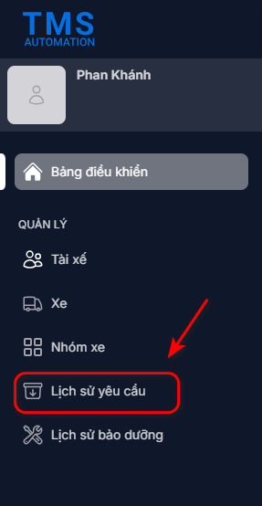 Truy cập lịch sử yêu cầu