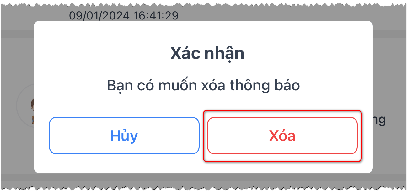Xác nhận xóa thông báo
