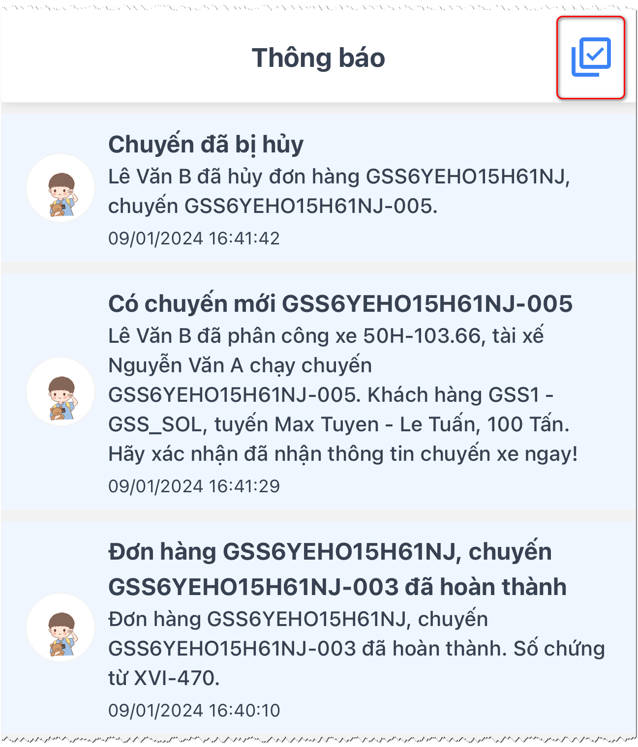 Đánh dấu đã đọc toàn bộ thông báo