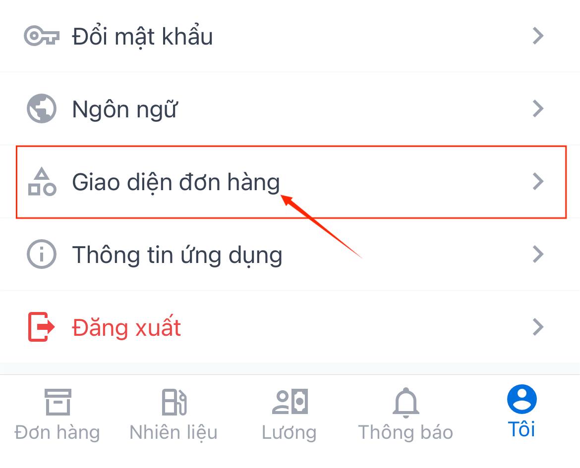 Mở cài đặt Giao diện