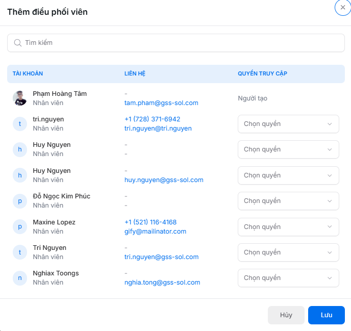 Thông tin người điều phối