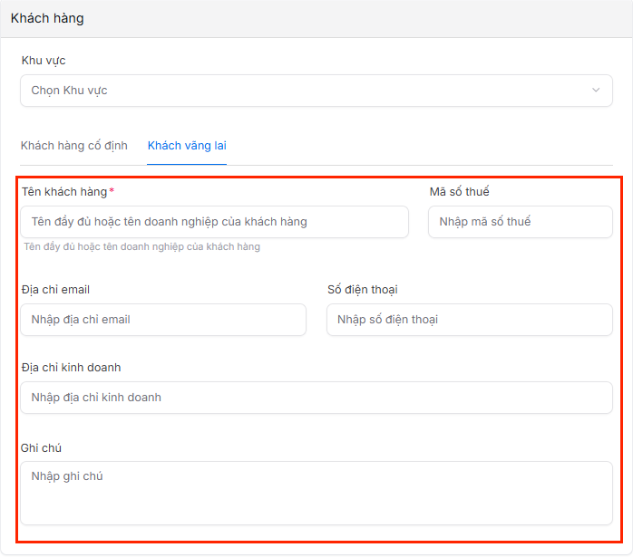 Form chọn khách hàng