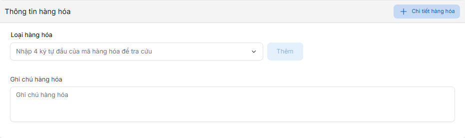 Form thông tin hàng hóa