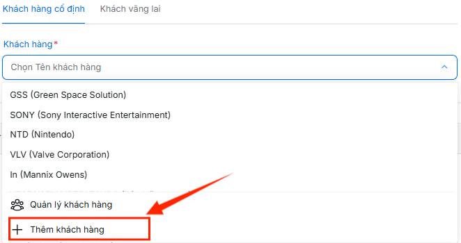 Form chọn khách hàng
