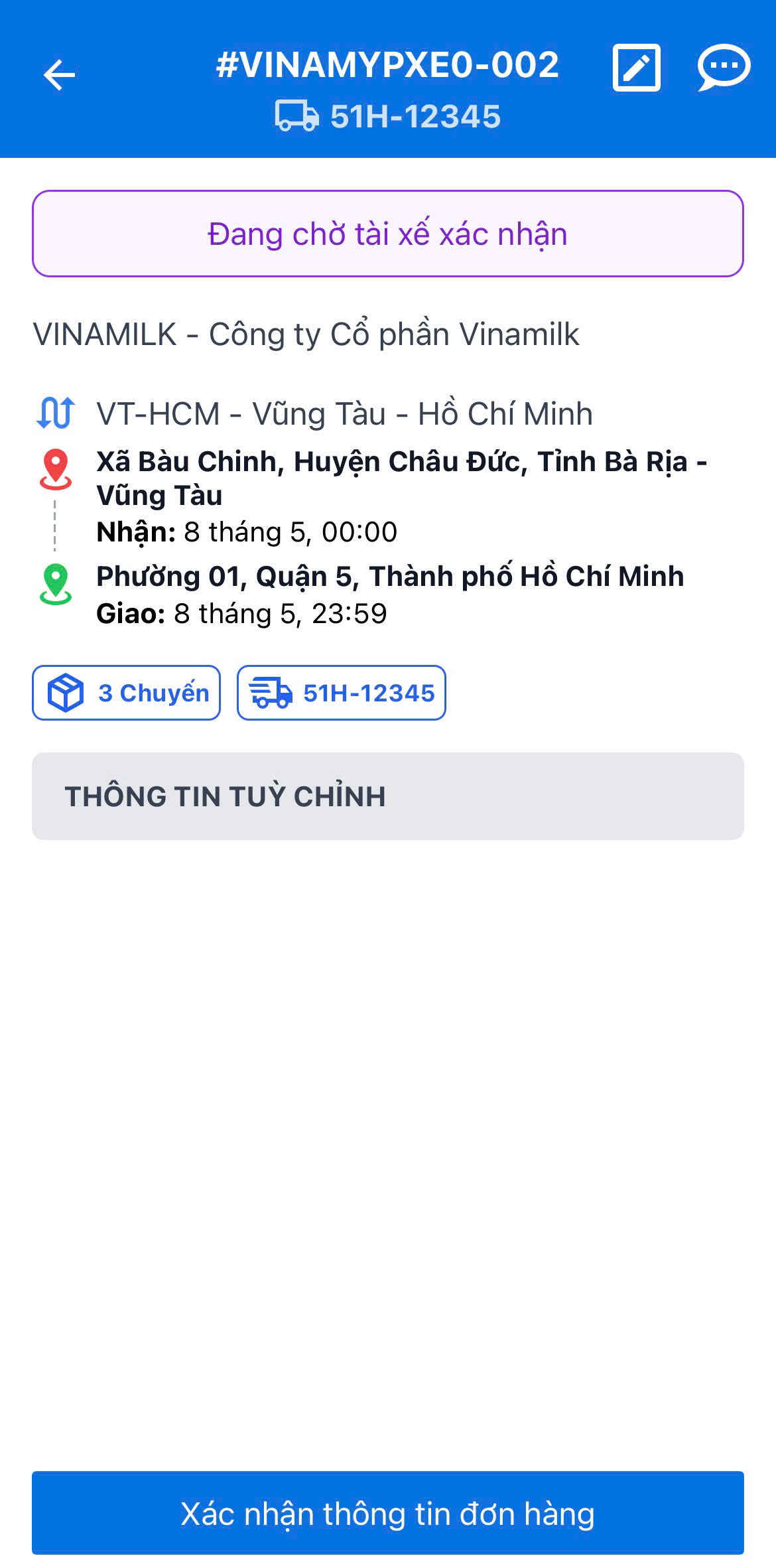 Xác nhận thông tin đơn hàng
