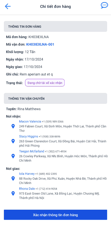 Giao diện hiển thị thông tin chi tiết