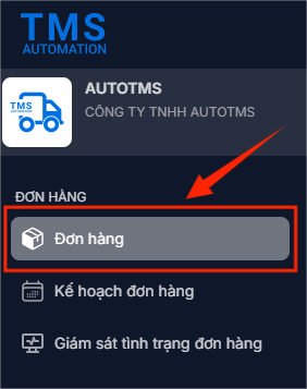 Truy cập đơn hàng từ menu