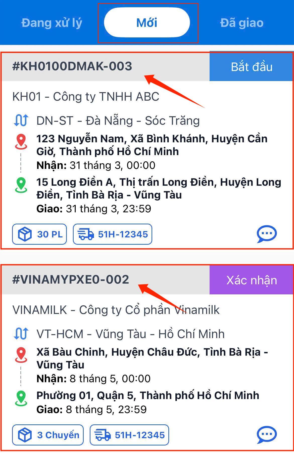 Đối với đơn hàng Mới