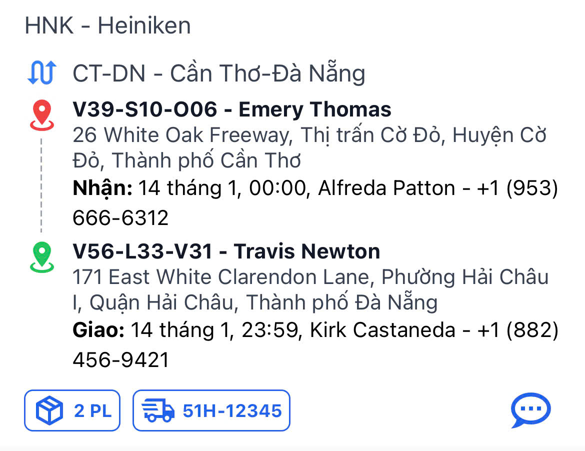 Thông tin chi tiết trên mỗi đơn hàng