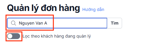 Thanh tìm kiếm đơn hàng