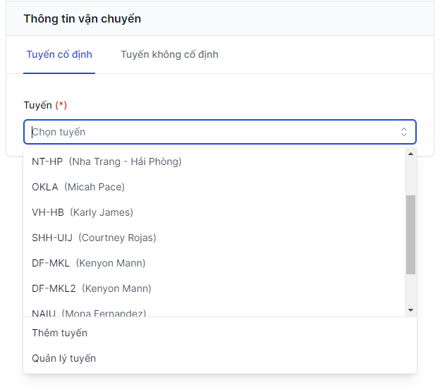 Chọn tuyến cố định