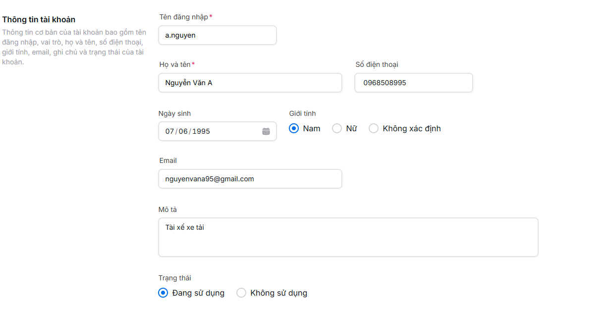 Thông tin tài khoản