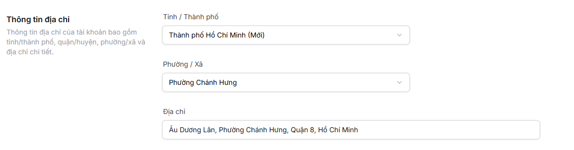 Thay đổi địa chỉ