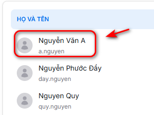Nhấn vào tên người dùng cần xem chi tiết