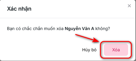 Xác nhận xóa người dùng