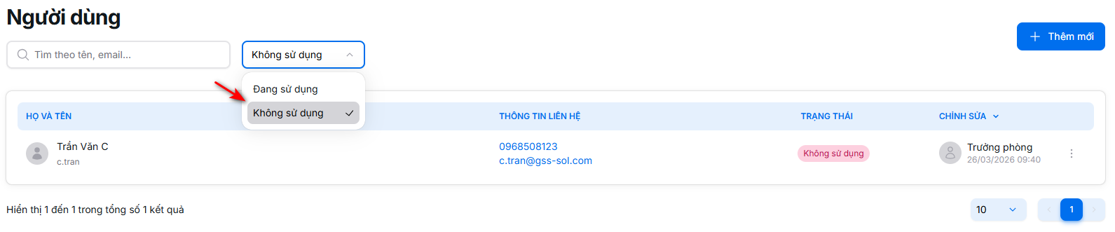 Sử dụng bộ lọc theo trạng thái