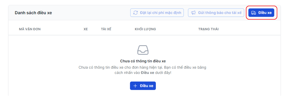 Nút điều xe trên danh sách
