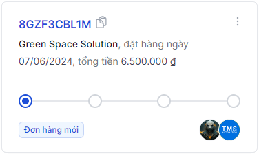 Thẻ đơn hàng trong danh sách điều xe