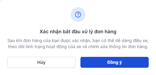 Xác nhận bắt đầu xử lý đơn hàng